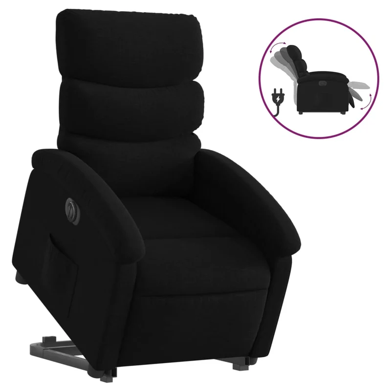 Fauteuil relax TV fonction de levage électrique très confortable en tissu noir DEC028484