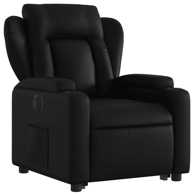 Fauteuil relax TV fonction de levage électrique très confortable en PVC noir DEC028475