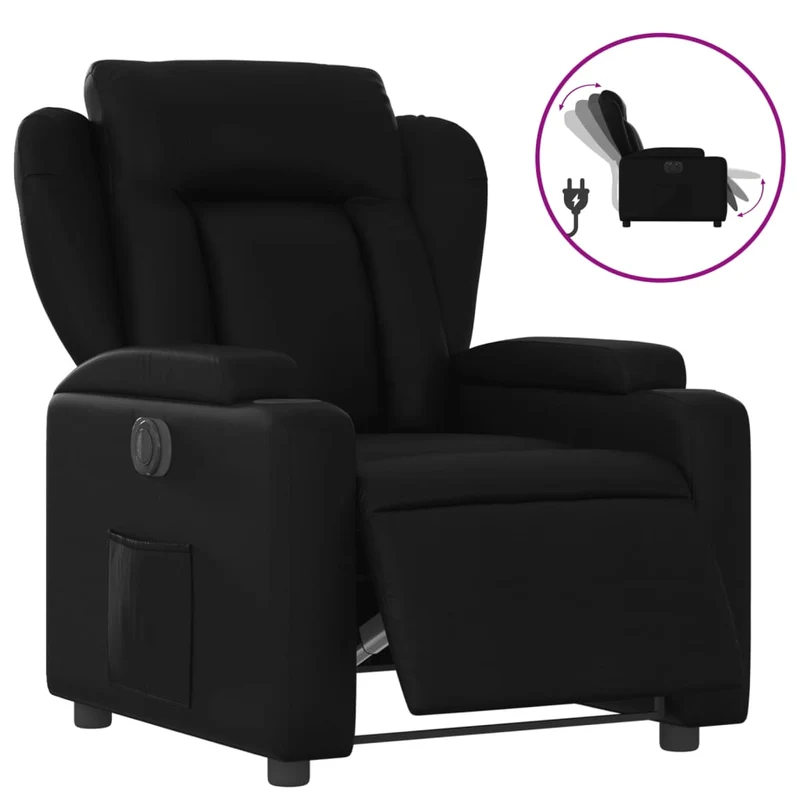 Fauteuil relax TV fonction d'inclinaison électrique très confortable en PVC noir DEC028473