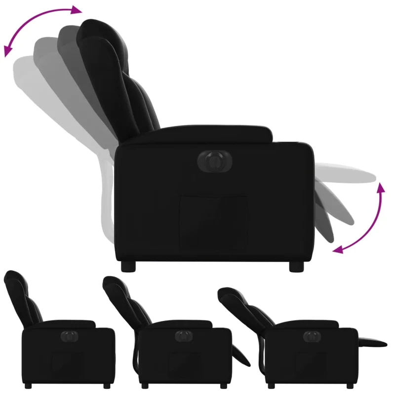 Fauteuil relax TV fonction d'inclinaison électrique très confortable en PVC noir DEC028473