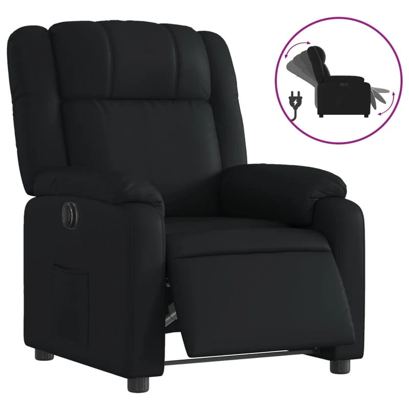 Fauteuil relax TV fonction d'inclinaison électrique très confortable en PVC noir DEC028472