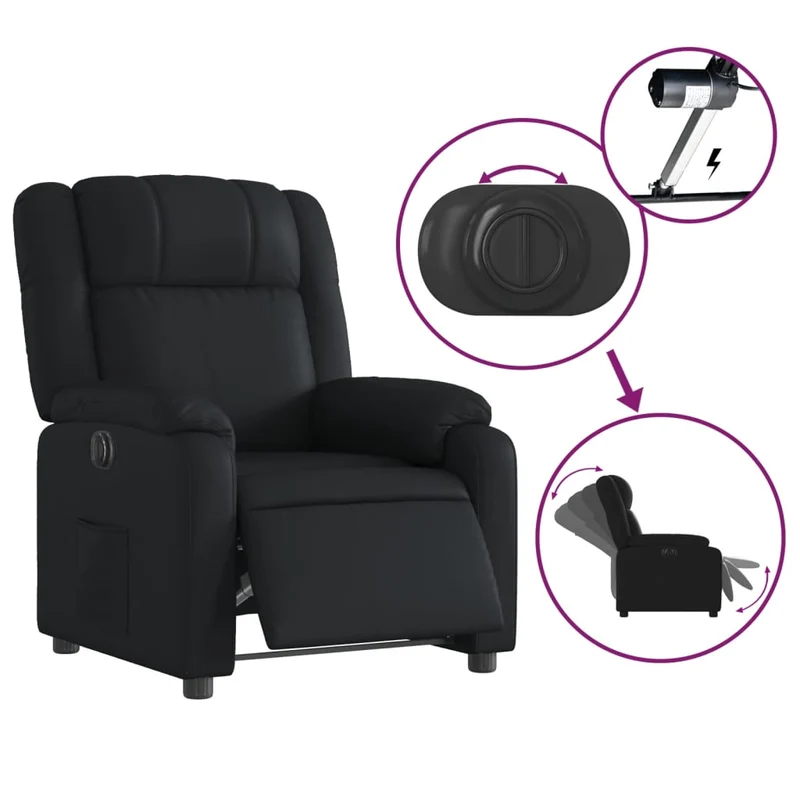 Fauteuil relax TV fonction d'inclinaison électrique très confortable en PVC noir DEC028472
