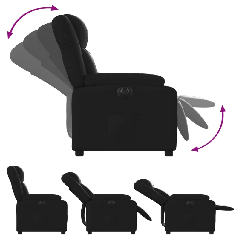 Fauteuil relax TV fonction d'inclinaison électrique très confortable en PVC noir DEC028472