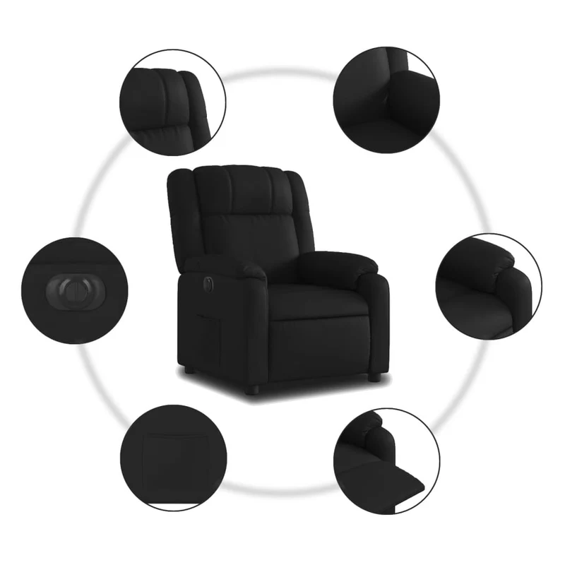 Fauteuil relax TV fonction d'inclinaison électrique très confortable en PVC noir DEC028472