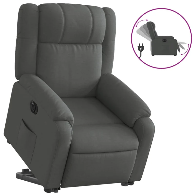 Fauteuil relax TV fonction de levage électrique très confortable en tissu gris foncé DEC028361