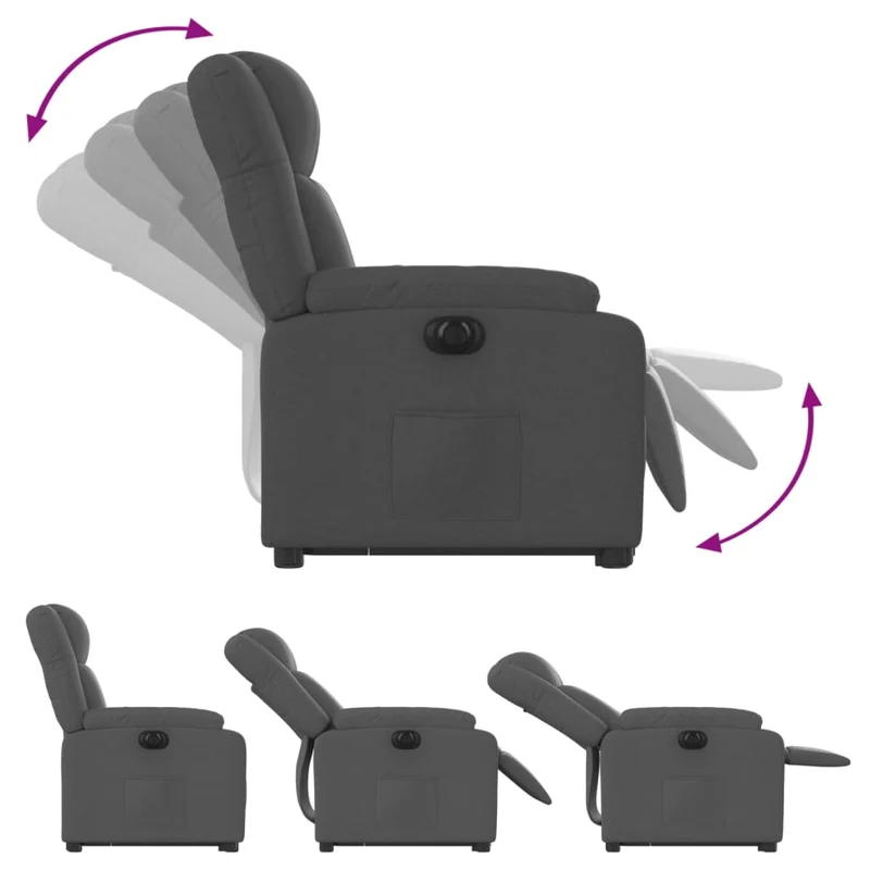 Fauteuil relax TV fonction de levage électrique très confortable en tissu gris foncé DEC028361