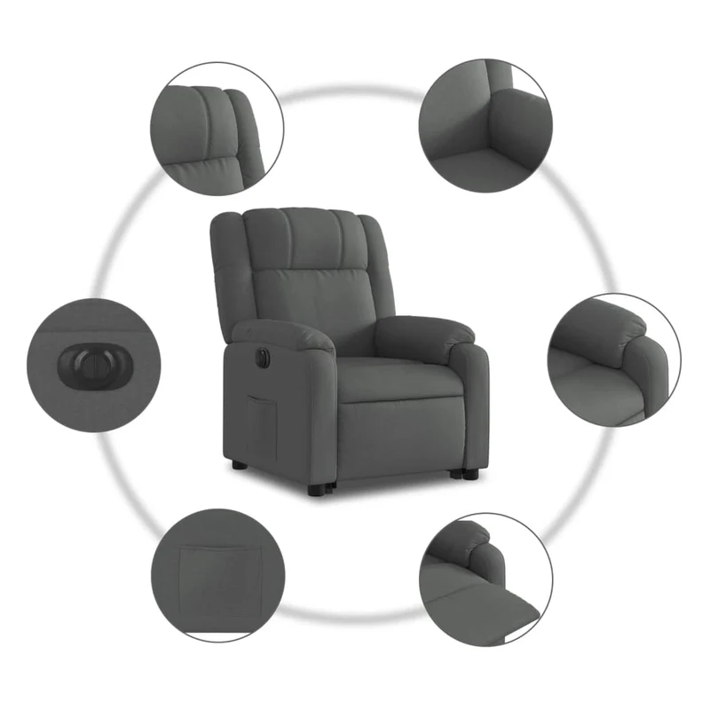 Fauteuil relax TV fonction de levage électrique très confortable en tissu gris foncé DEC028361