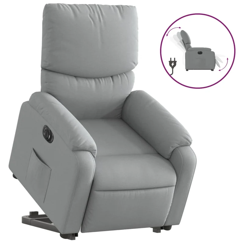 Fauteuil relax TV fonction de levage électrique très confortable en tissu gris clair DEC028326