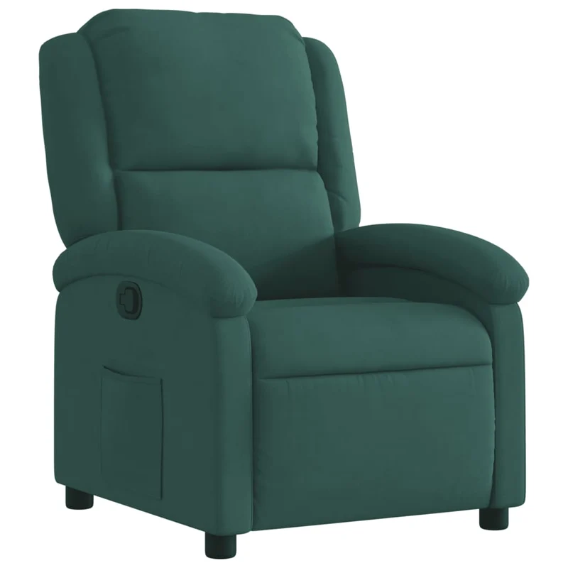 Fauteuil relax TV rembourrage confortable fonction d'inclinaison manuelle en velours vert foncé DEC028232