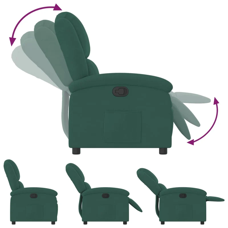 Fauteuil relax TV rembourrage confortable fonction d'inclinaison manuelle en velours vert foncé DEC028232