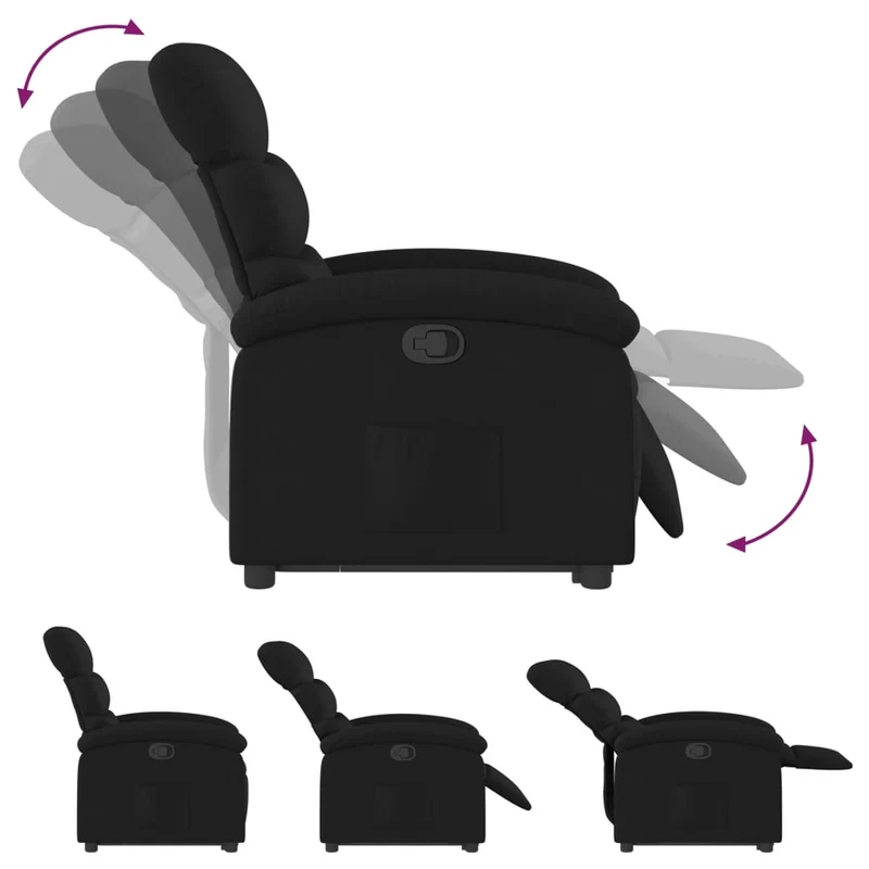 Fauteuil relax TV rembourrage confortable fonction de levage électrique en tissu noir DEC028120