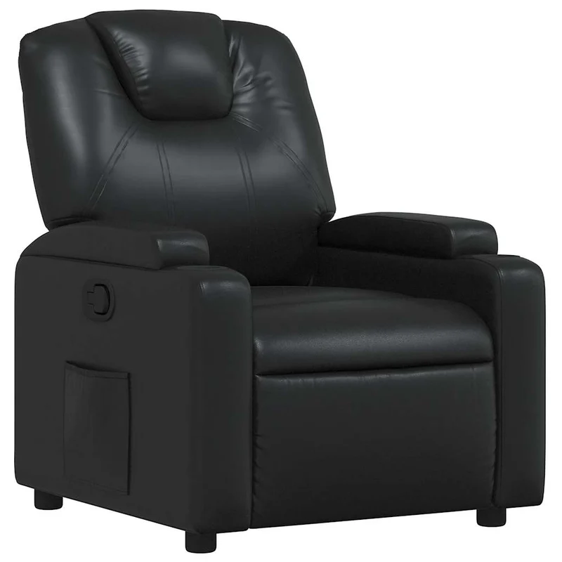 Fauteuil relax TV rembourrage confortable fonction d'inclinaison manuelle en PVC noir DEC028084