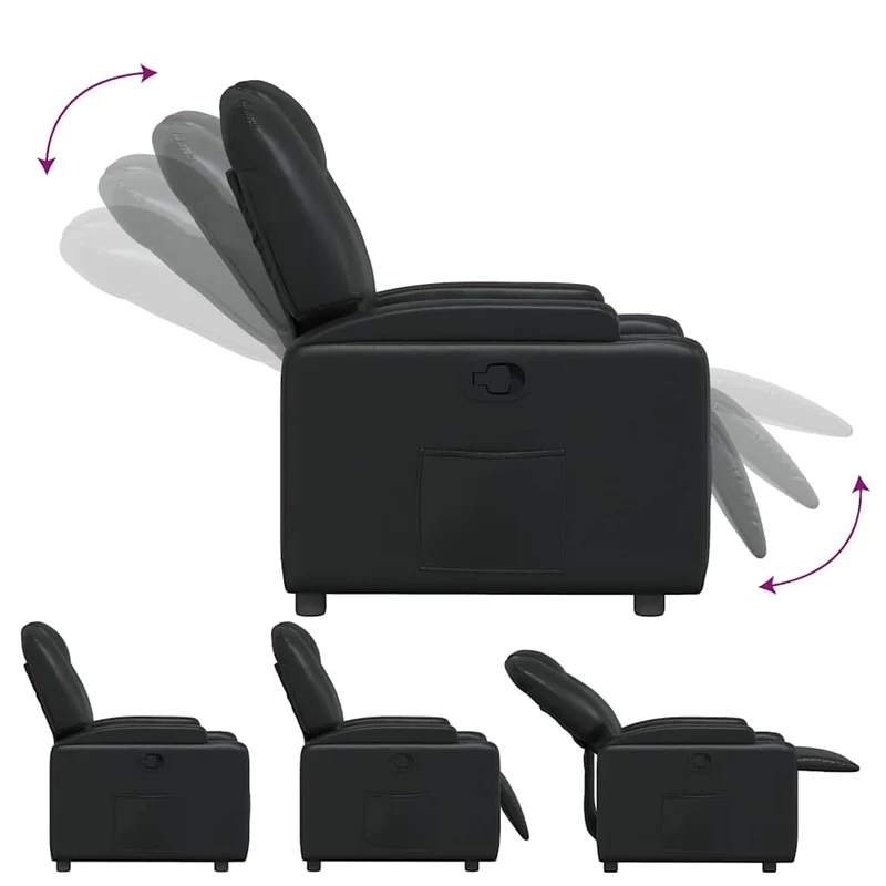 Fauteuil relax TV rembourrage confortable fonction d'inclinaison manuelle en PVC noir DEC028084