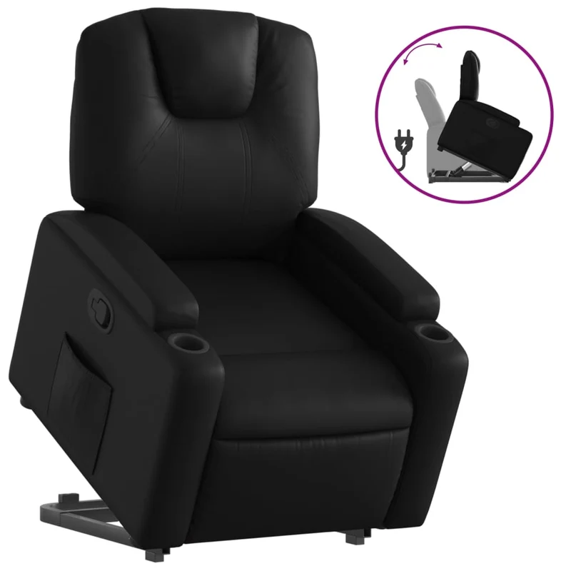 Fauteuil relax TV rembourrage confortable fonction de levage électrique en PVC noir DEC028077