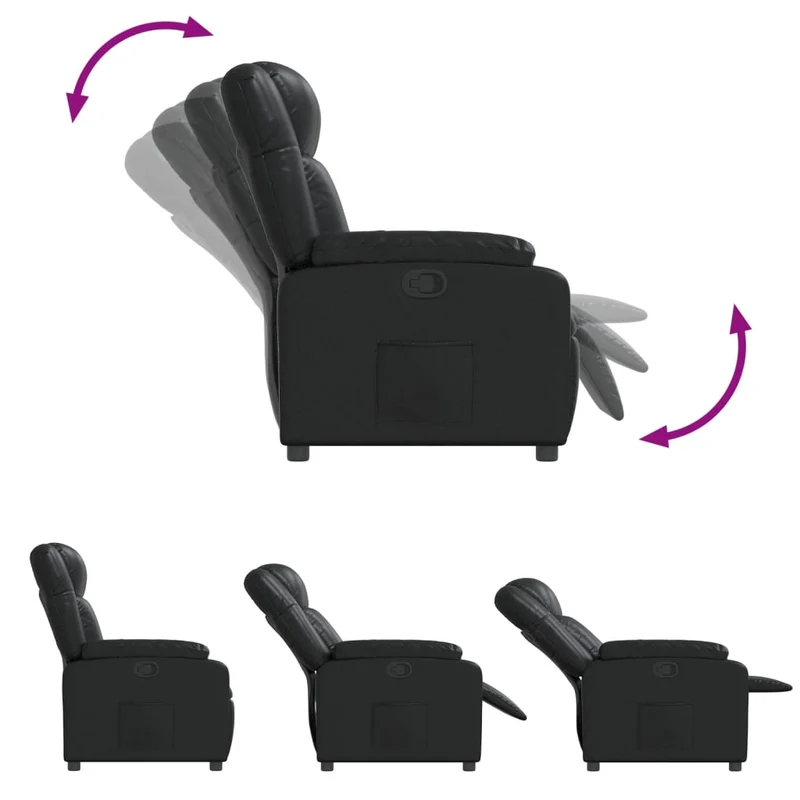 Fauteuil relax TV rembourrage confortable fonction d'inclinaison manuelle en PVC noir DEC028074