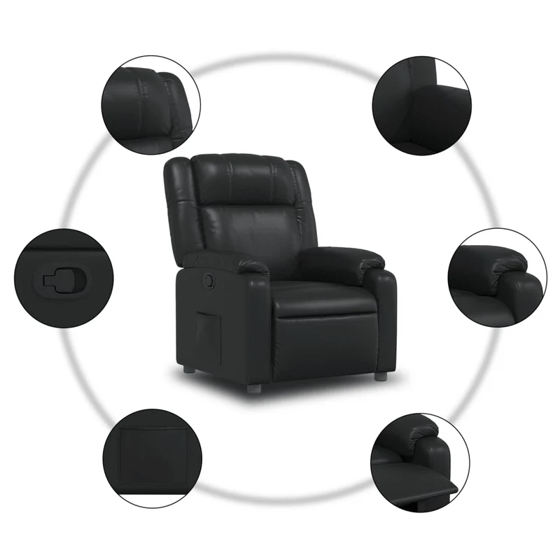 Fauteuil relax TV rembourrage confortable fonction d'inclinaison manuelle en PVC noir DEC028074
