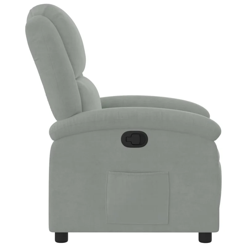 Fauteuil relax TV rembourrage confortable fonction d'inclinaison manuelle en velours gris clair DEC027922