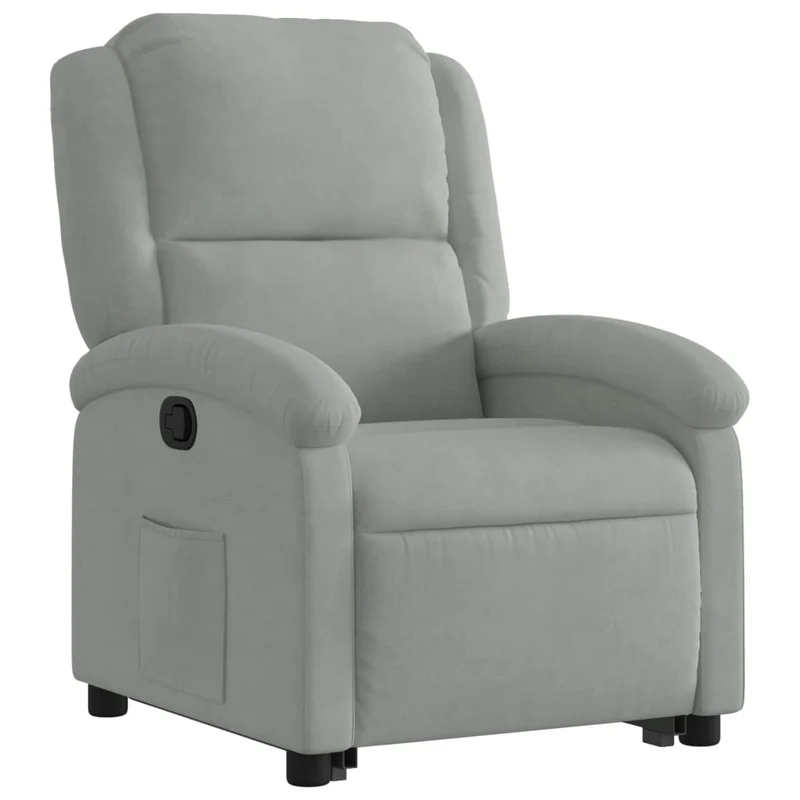 Fauteuil relax TV rembourrage confortable fonction de levage électrique en velours gris clair DEC027920