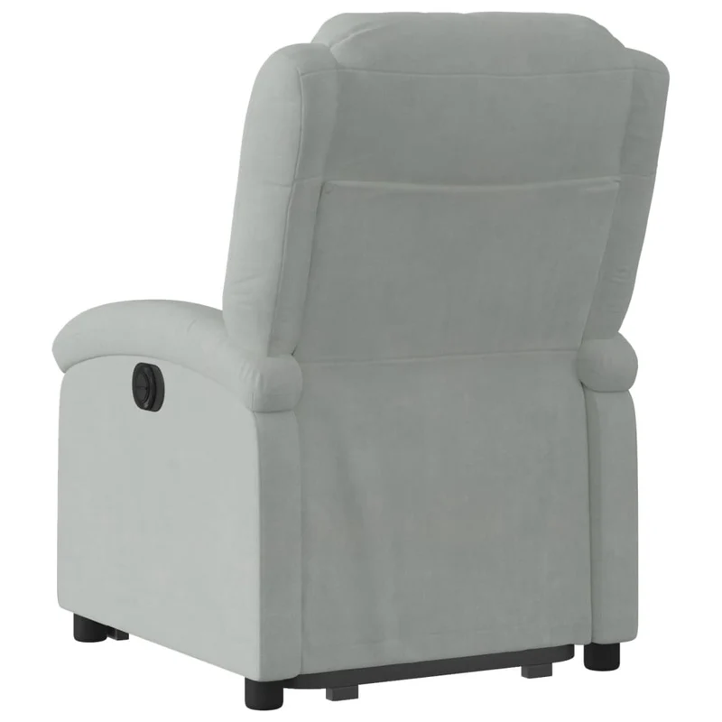Fauteuil relax TV rembourrage confortable fonction de levage électrique en velours gris clair DEC027920