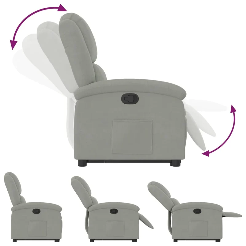 Fauteuil relax TV rembourrage confortable fonction de levage électrique en velours gris clair DEC027920