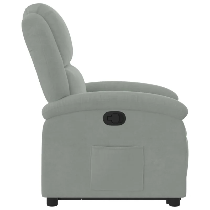 Fauteuil relax TV rembourrage confortable fonction de levage électrique en velours gris clair DEC027920