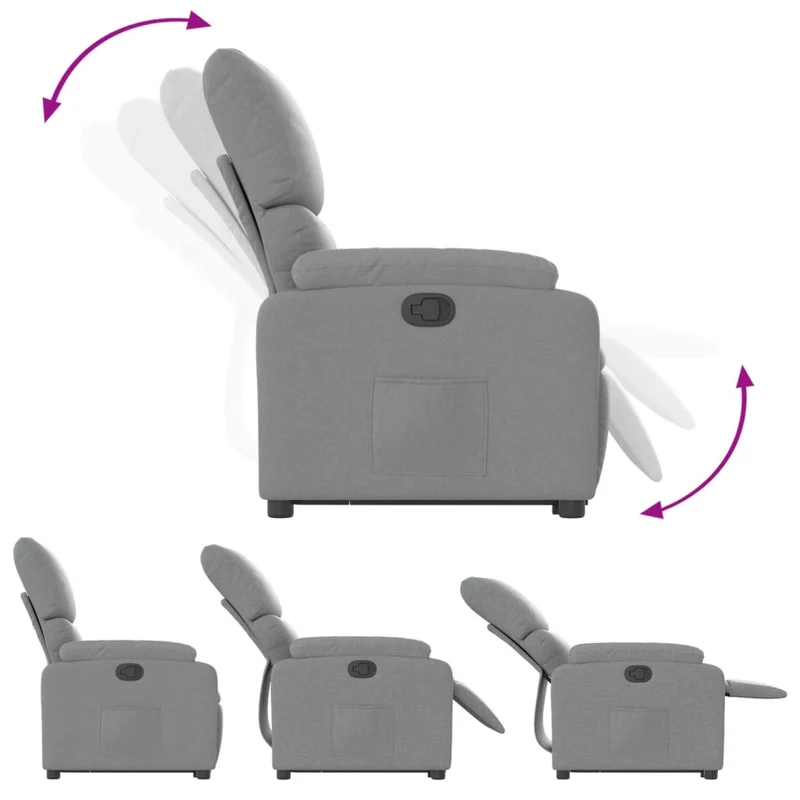 Fauteuil relax TV rembourrage confortable fonction de levage électrique en tissu gris clair DEC027900