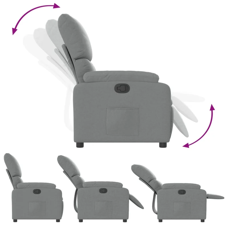 Fauteuil relax TV rembourrage confortable fonction d'inclinaison manuelle en tissu gris clair DEC027896