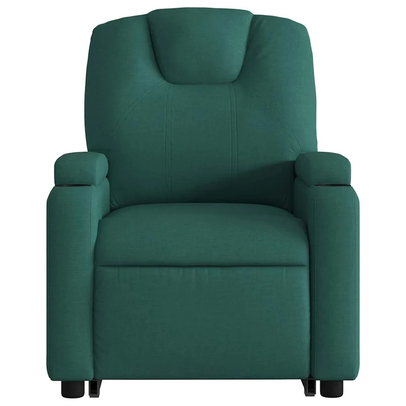 Fauteuil de relaxation fonction massage et inclinable fonction de levage électrique en tissu vert foncé DEC027872