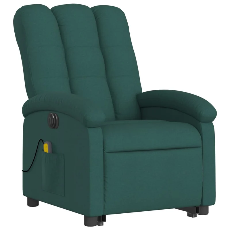 Fauteuil de relaxation fonction massage et inclinable en tissu vert foncé DEC027871