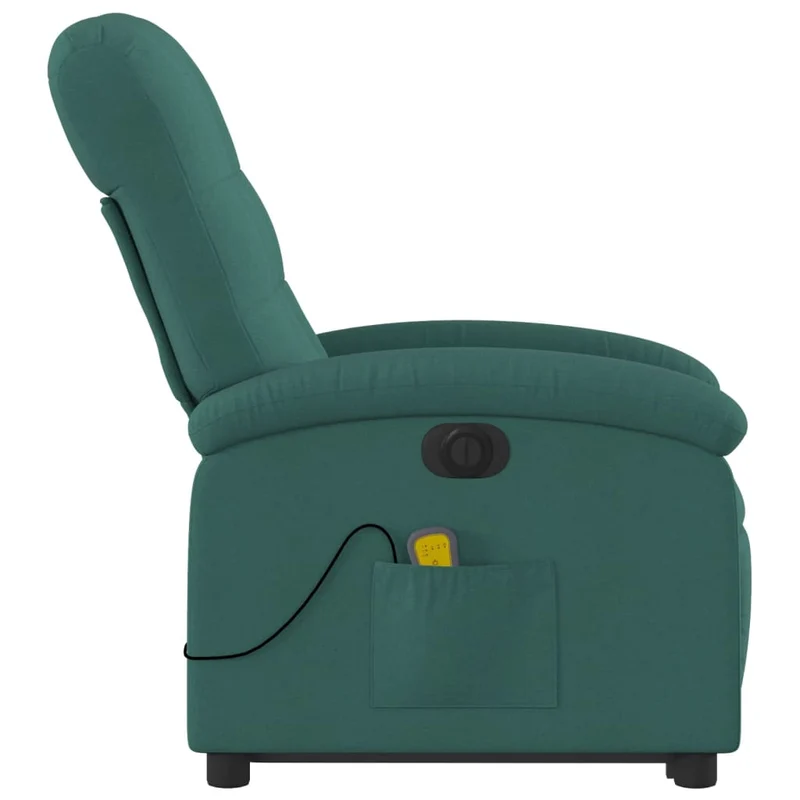 Fauteuil de relaxation fonction massage et inclinable en tissu vert foncé DEC027871