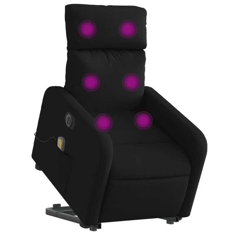 Fauteuil de relaxation fonction massage et inclinable fonction de levage électrique en tissu noir DEC027824