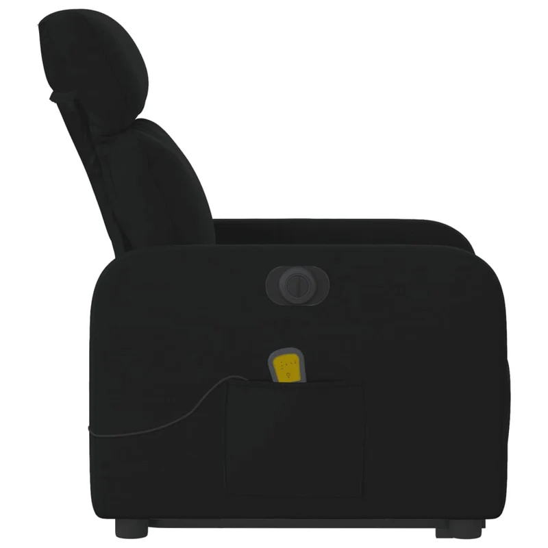 Fauteuil de relaxation fonction massage et inclinable fonction de levage électrique en tissu noir DEC027824