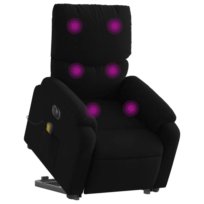 Fauteuil de relaxation fonction massage et inclinable fonction de levage électrique en tissu noir DEC027822