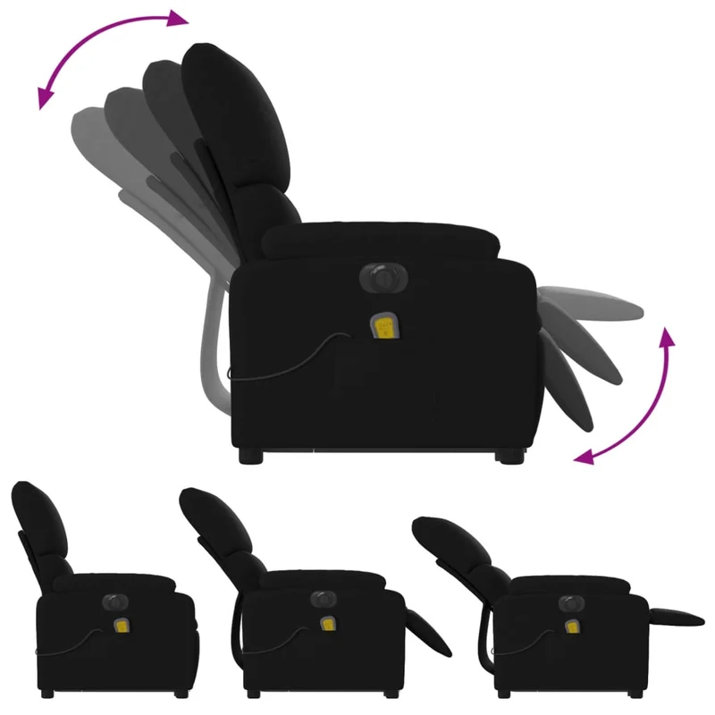Fauteuil de relaxation fonction massage et inclinable fonction de levage électrique en tissu noir DEC027822