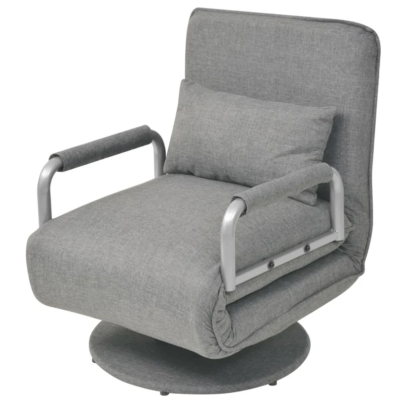 Fauteuil lounge convertible design et moderne pivotant canapé-lit en tissu gris clair DEC028661
