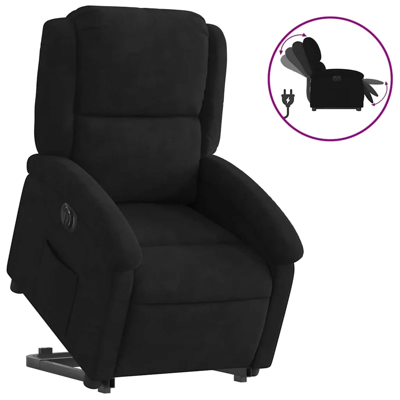 Fauteuil relax TV fonction de levage électrique très confortable en velours noir DEC028513