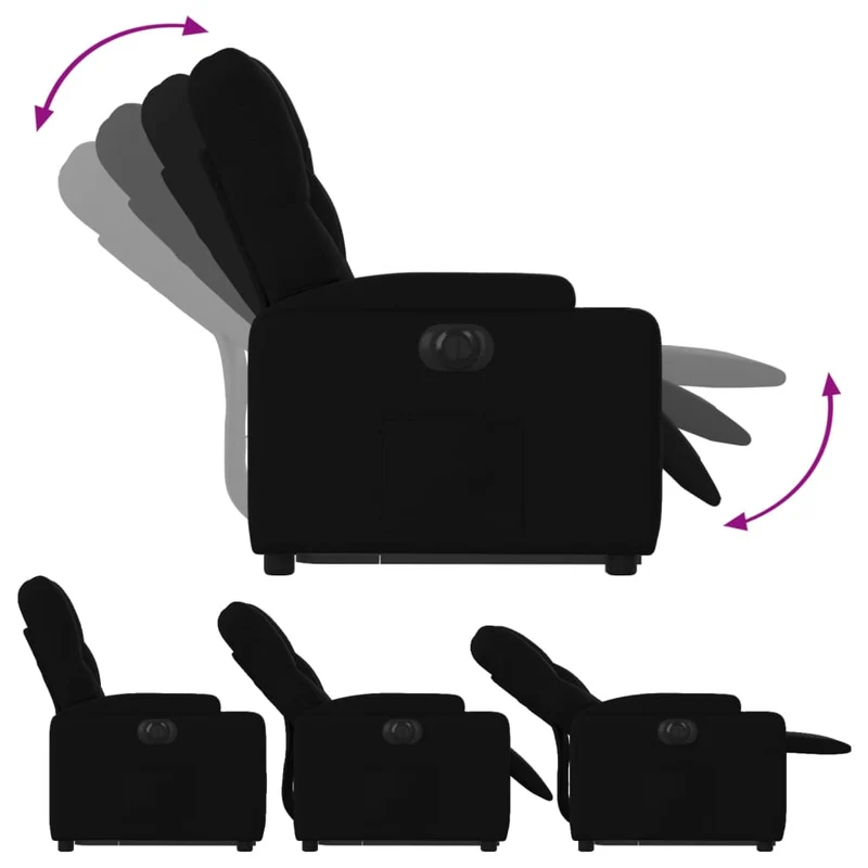 Fauteuil relax TV fonction de levage électrique très confortable en tissu noir DEC028493
