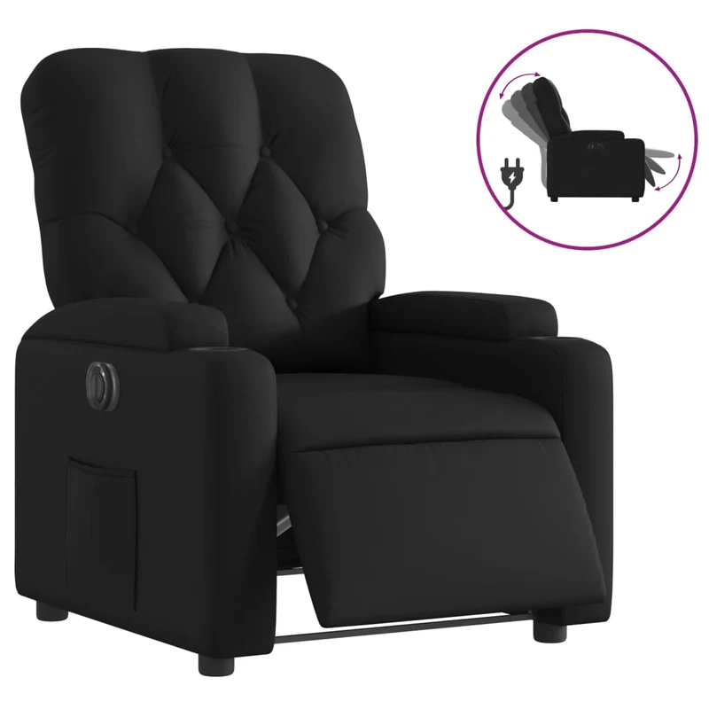 Fauteuil relax TV fonction d'inclinaison électrique très confortable en PVC noir DEC028477