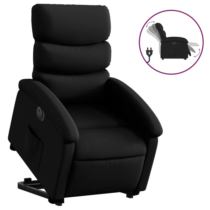 Fauteuil relax TV fonction de levage électrique très confortable en PVC noir DEC028474