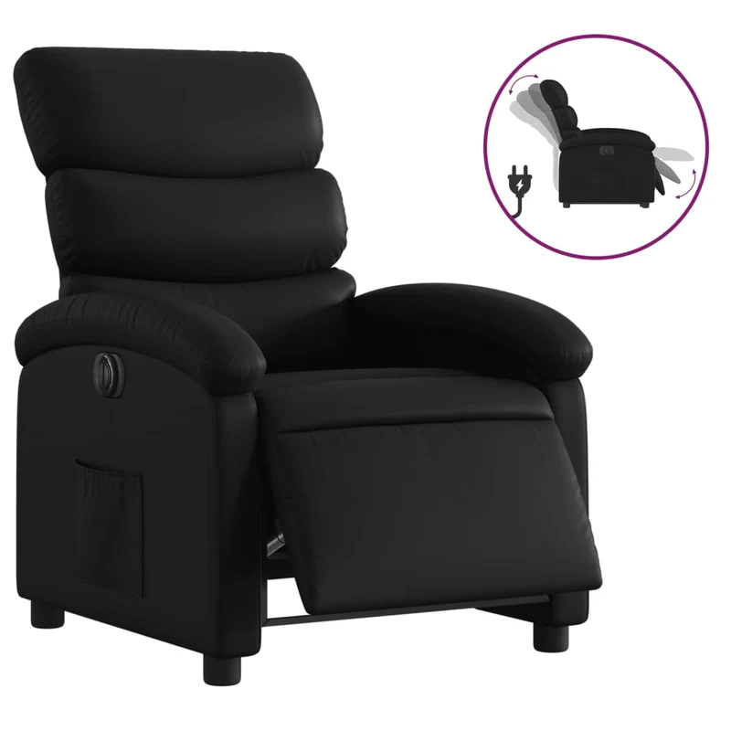 Fauteuil relax TV fonction d'inclinaison électrique très confortable en PVC noir DEC028465