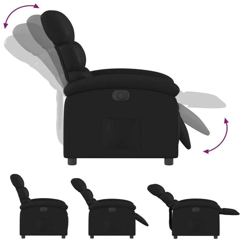 Fauteuil relax TV fonction d'inclinaison électrique très confortable en PVC noir DEC028465
