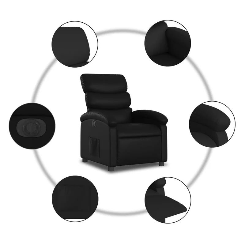 Fauteuil relax TV fonction d'inclinaison électrique très confortable en PVC noir DEC028465