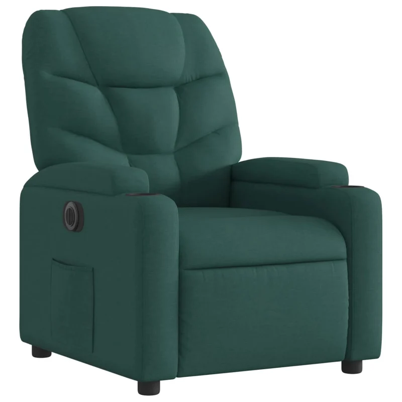 Fauteuil relax TV fonction d'inclinaison électrique très confortable en tissu vert foncé DEC028605