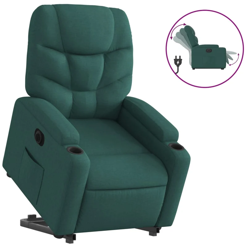 Fauteuil relax TV fonction de levage électrique très confortable en tissu vert foncé DEC028591