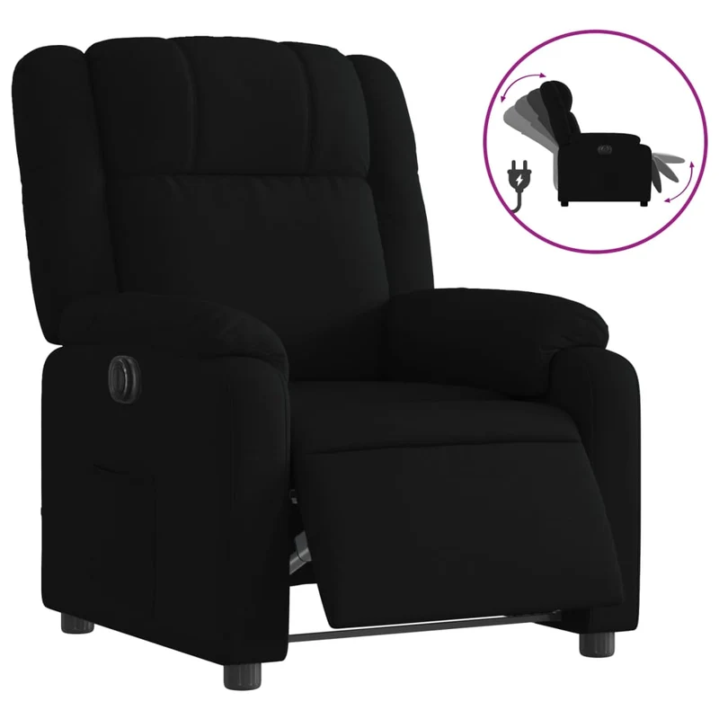 Fauteuil relax TV fonction d'inclinaison électrique très confortable en tissu noir DEC028509