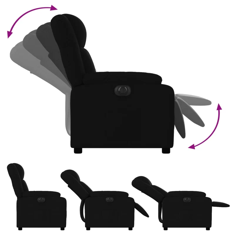 Fauteuil relax TV fonction d'inclinaison électrique très confortable en tissu noir DEC028509