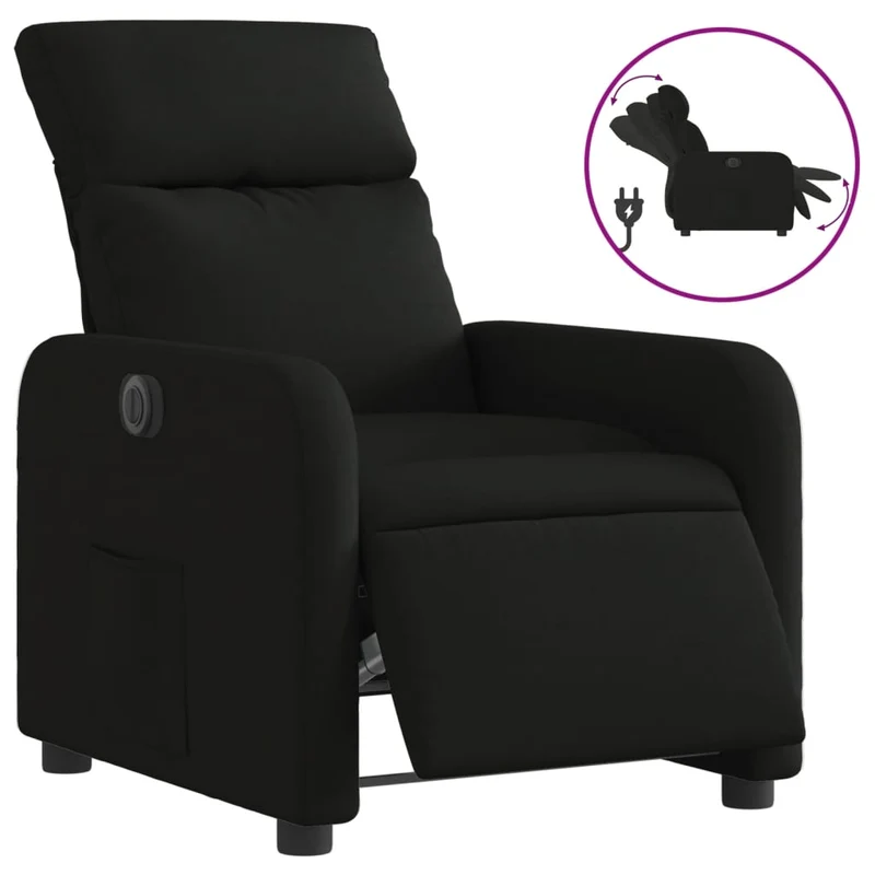 Fauteuil relax TV fonction d'inclinaison électrique très confortable en tissu noir DEC028495