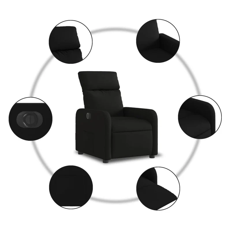 Fauteuil relax TV fonction d'inclinaison électrique très confortable en tissu noir DEC028495