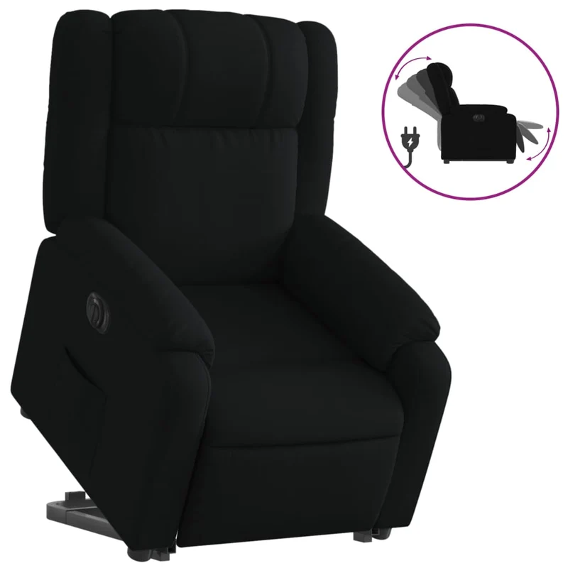 Fauteuil relax TV fonction de levage électrique très confortable en tissu noir DEC028492