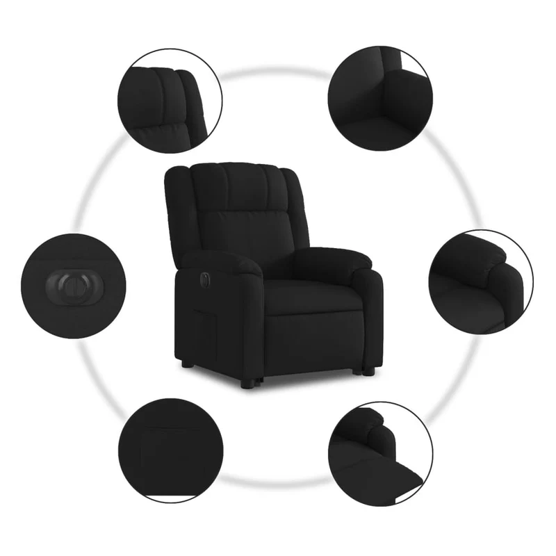 Fauteuil relax TV fonction de levage électrique très confortable en tissu noir DEC028492